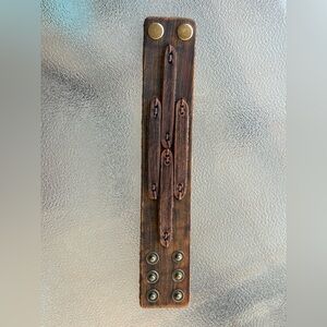 Brown Leather Cuff Bracelet with Brass Accents. NWOT